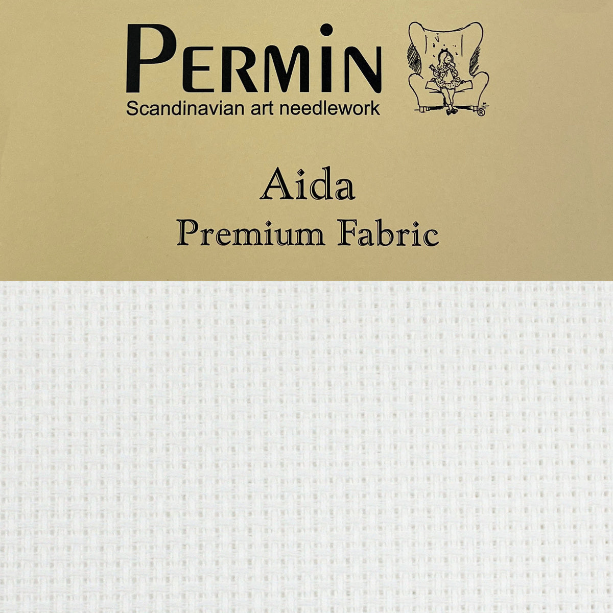 Broderistof 50x65 cm - Hvid - Aida Premium Fabric (4,4 thr/cm)