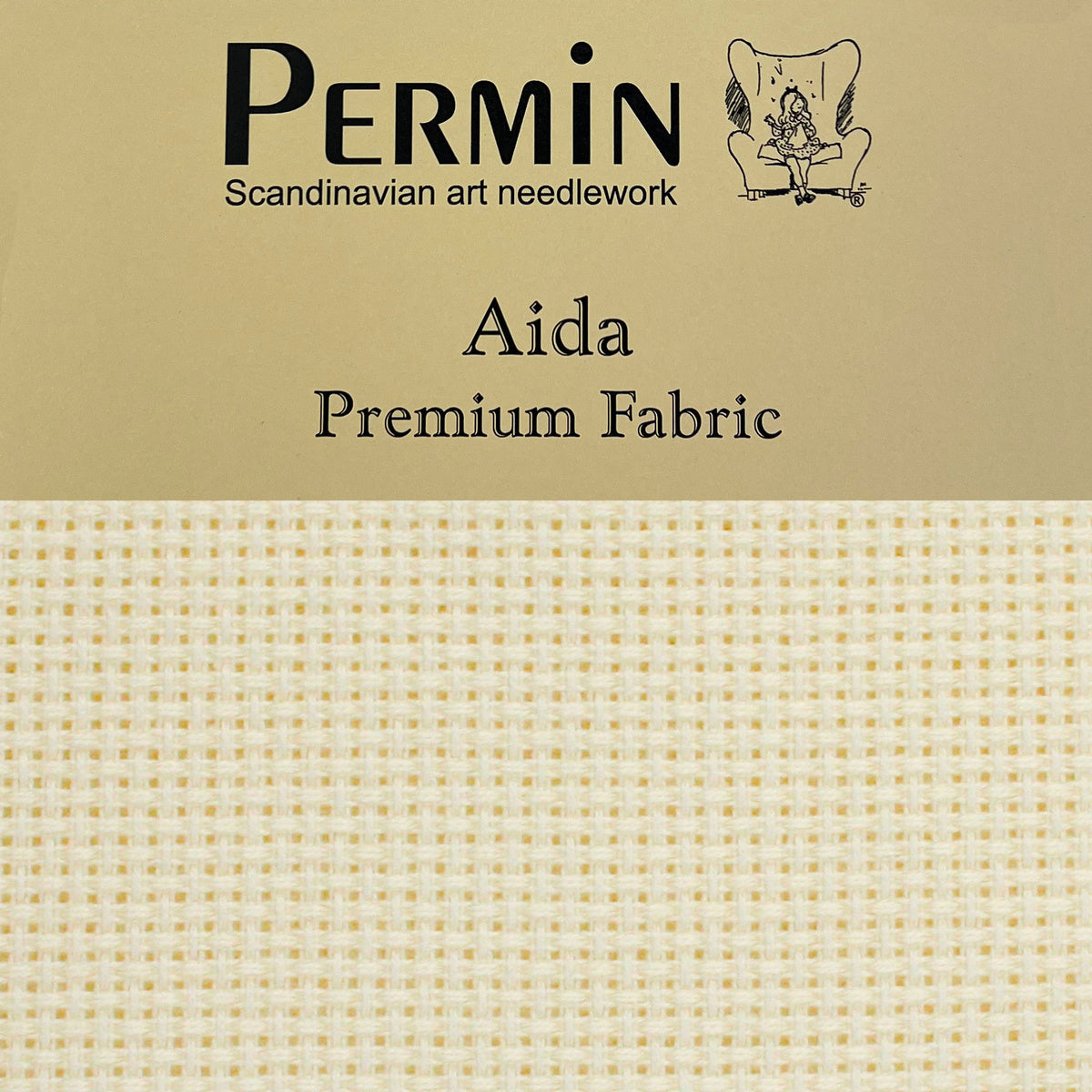 Broderistof 50x65 cm - Ivory - Aida Premium Fabric (4,4 thr/cm)