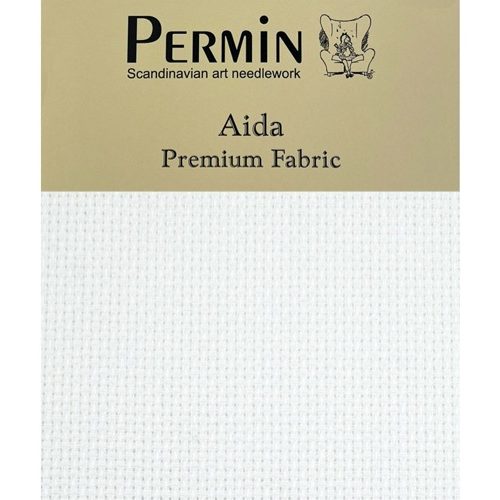 Broderistof 43x50 cm - Hvid - Aida Premium Fabric