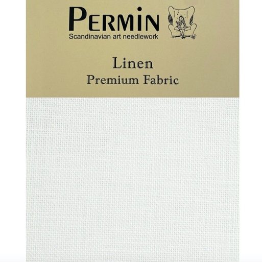Broderistof 46x46 cm - White - Linen Premium Fabric