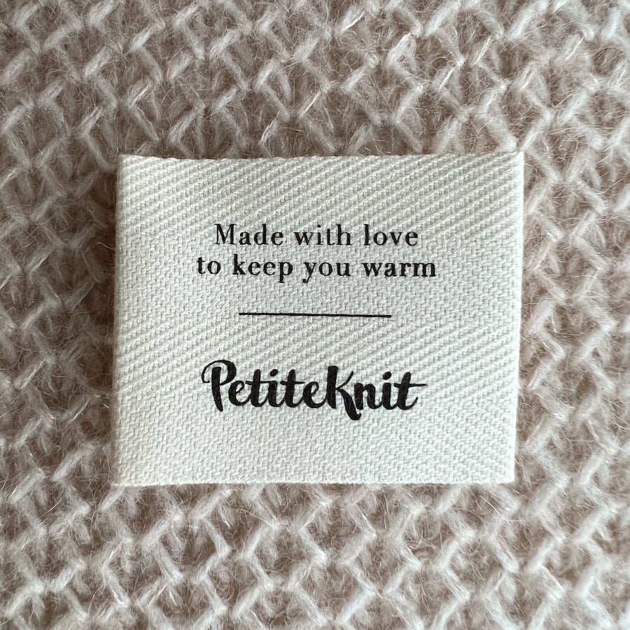 Made with love to keep you warm Label - Petiteknit