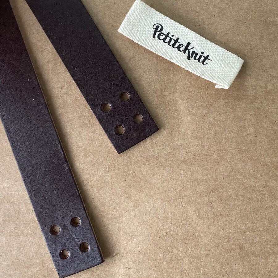 Petiteknit Læder stropper til French Market Bag - Mørk