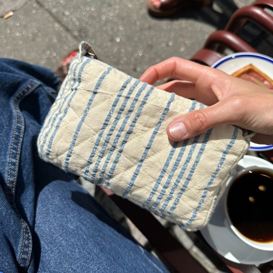 Knitter's tool clutch - Striped Seersucker